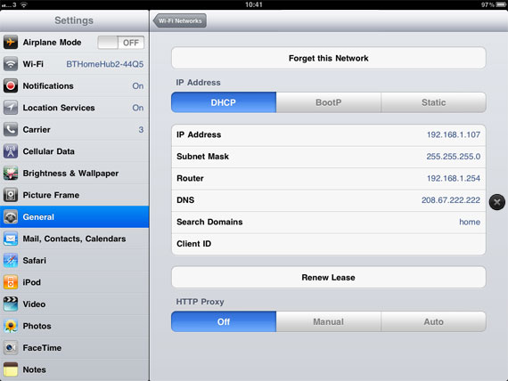 Changing DNS on iPad